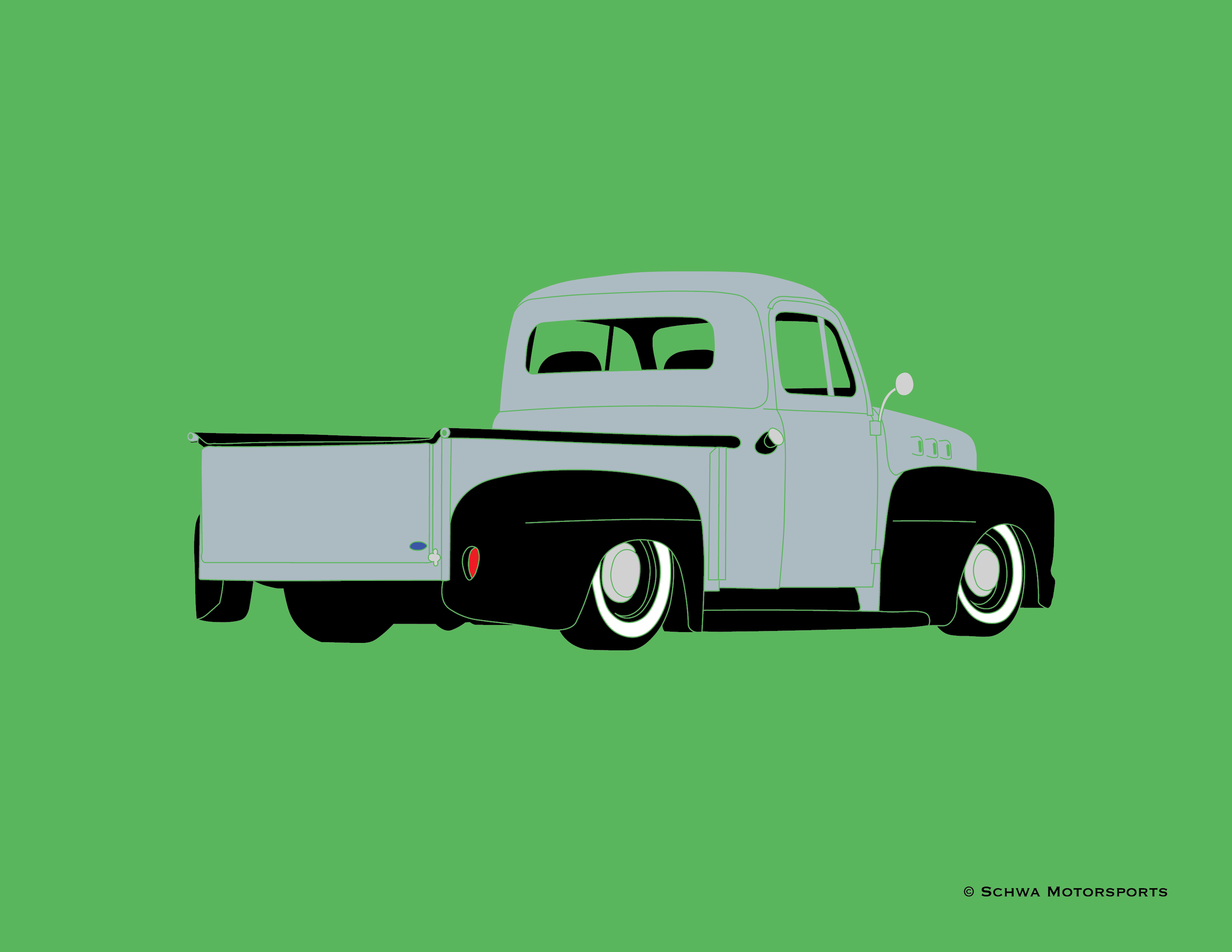 Ford F1 Hotrod Pickup Truck Rear 3/4 Angle Multi Color T-Shirt