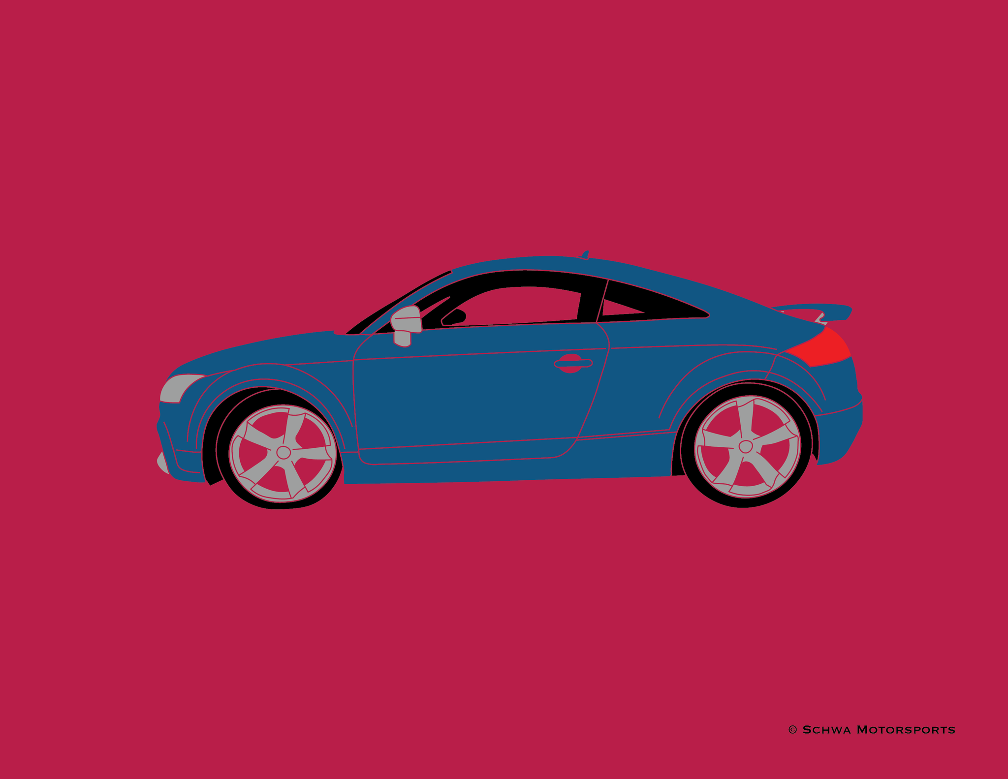 Audi TT RS Side View Multi Color T-Shirt