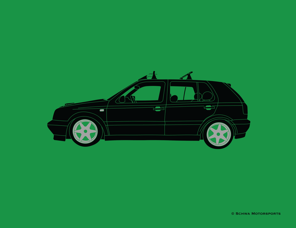 Volkswagen MK3 GTD Side View Multi Color T-Shirt