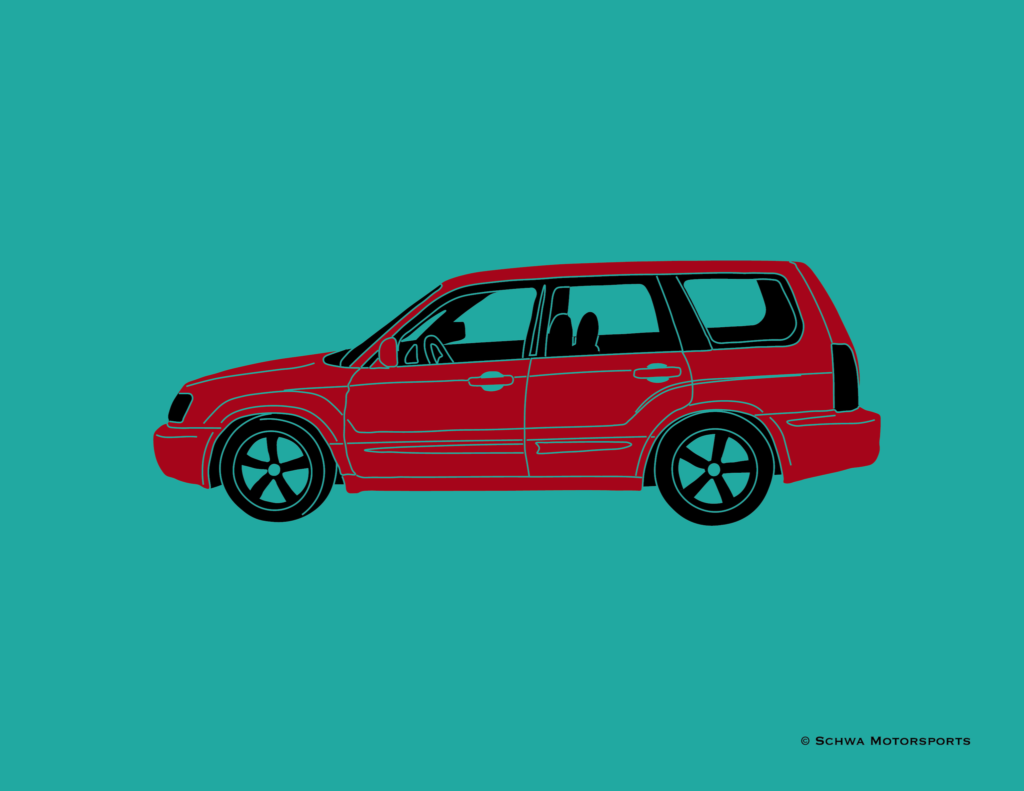 Subaru Forester Side View Multi Color T-Shirt