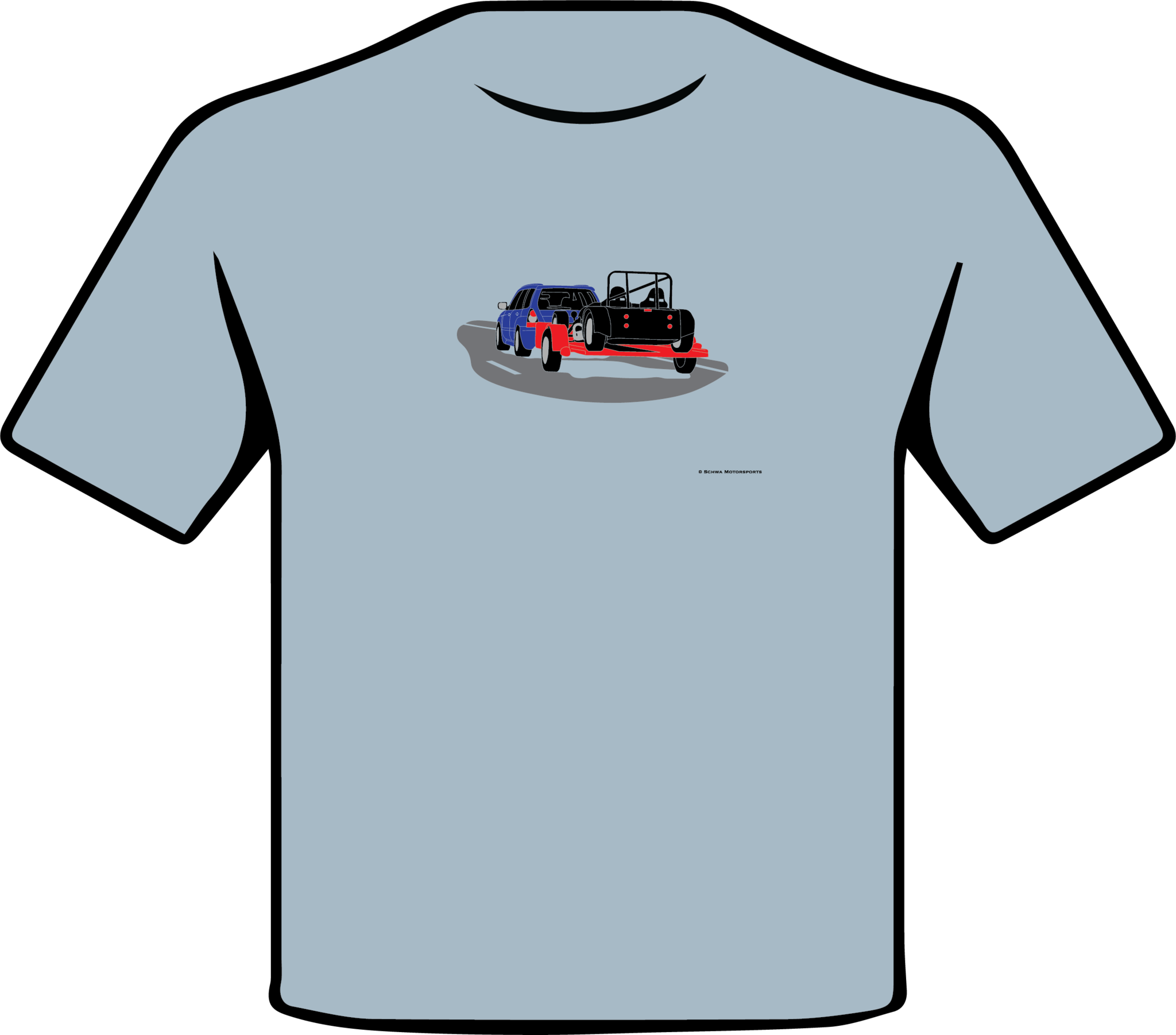 Subaru Forester Towing Lotus 7 Rear 3/4 Angle Multi Color T-Shirt