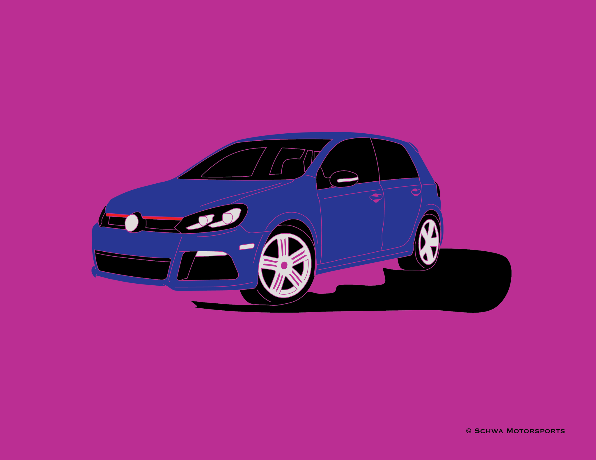 Volkswagen Golf R Front 3/4 Angle Multi Color T-Shirt