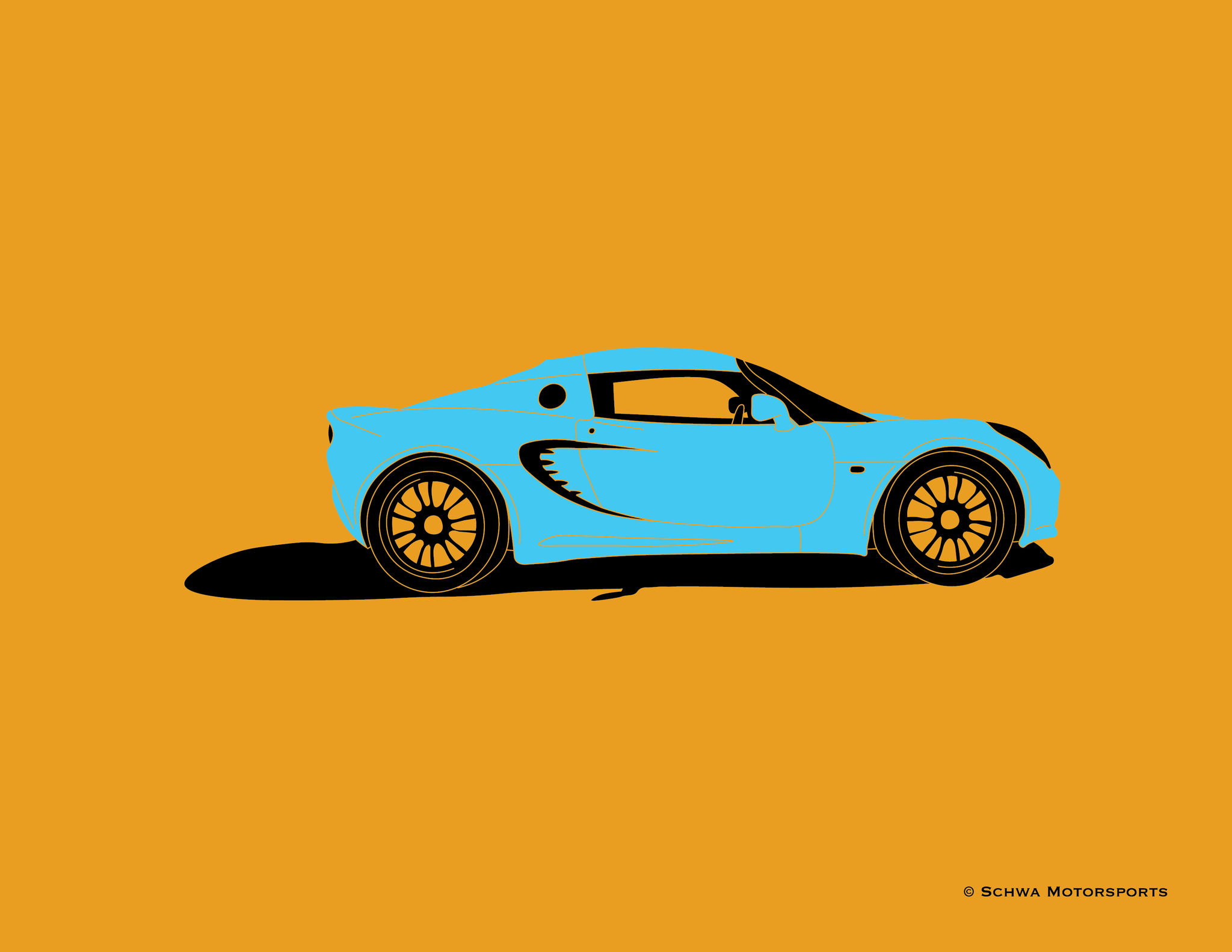 Lotus Elise Side View Multi Color T-Shirt