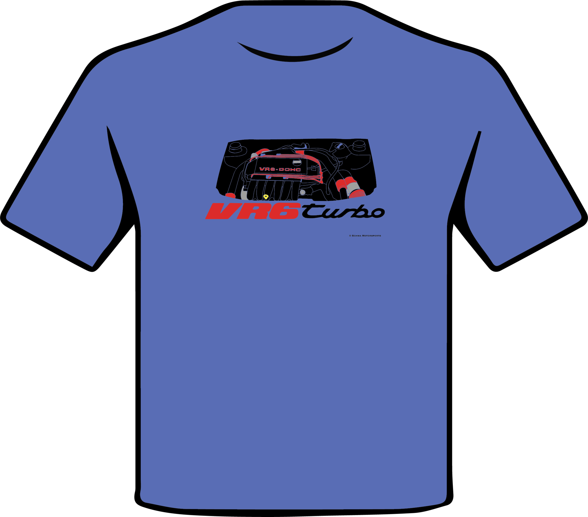 VR6 Turbo Engine Bay Multi Color T-Shirt – Schwa Motorsports Designs