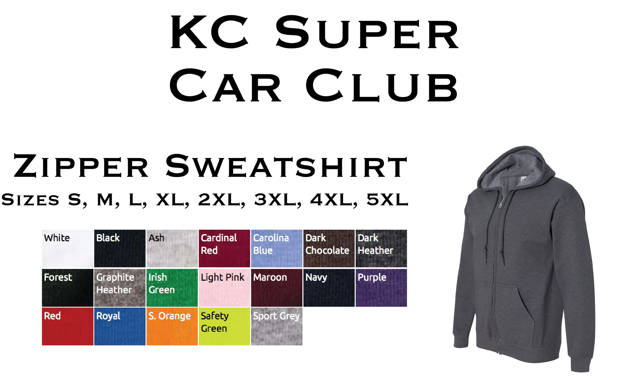 KC Exotics and Supercars Club Zipper Hoodie
